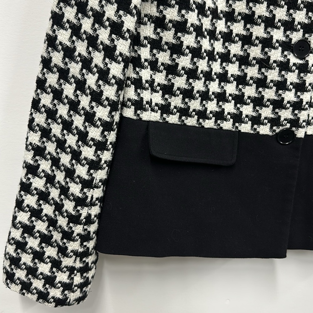 Talbots Collarless black and white Houndstooth Jacket 10 - Picture 4 of 6